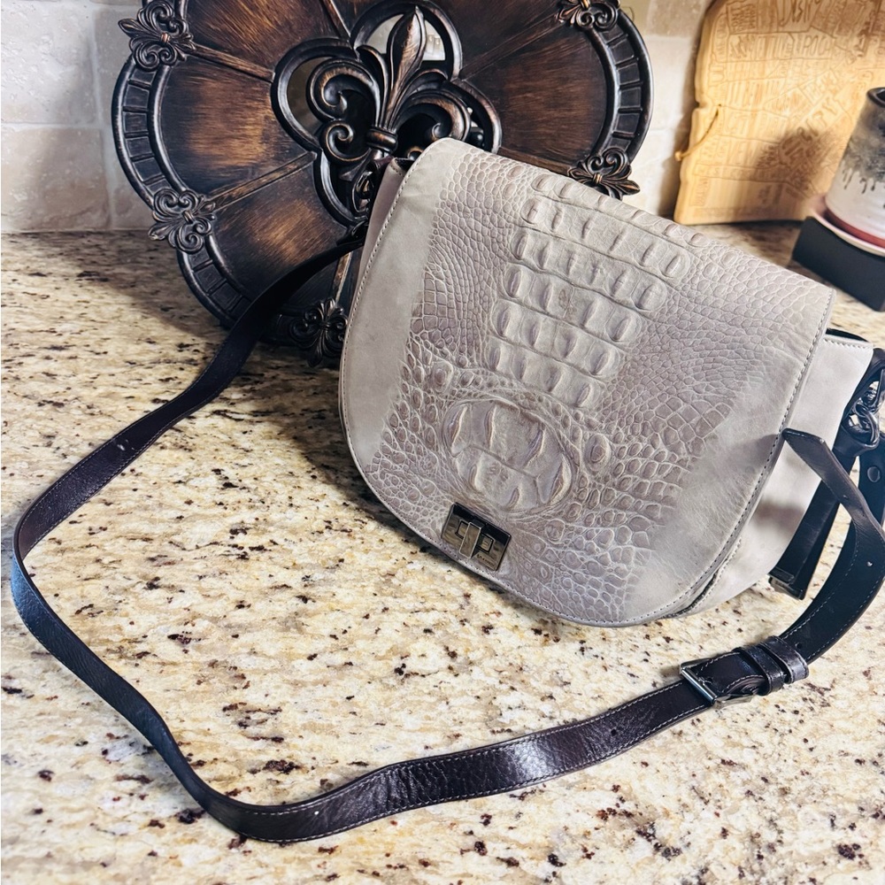 Brahmin Sonny Smoke Wilmington Suede Leather Crossbody Bag handbag
